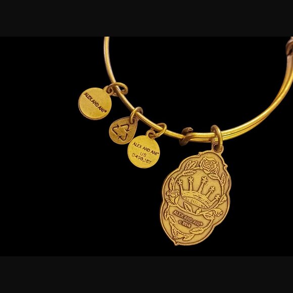 Alex And Ani Mother Mary Gold Tone Retired OSFM Bracelet - Picture 4 of 5